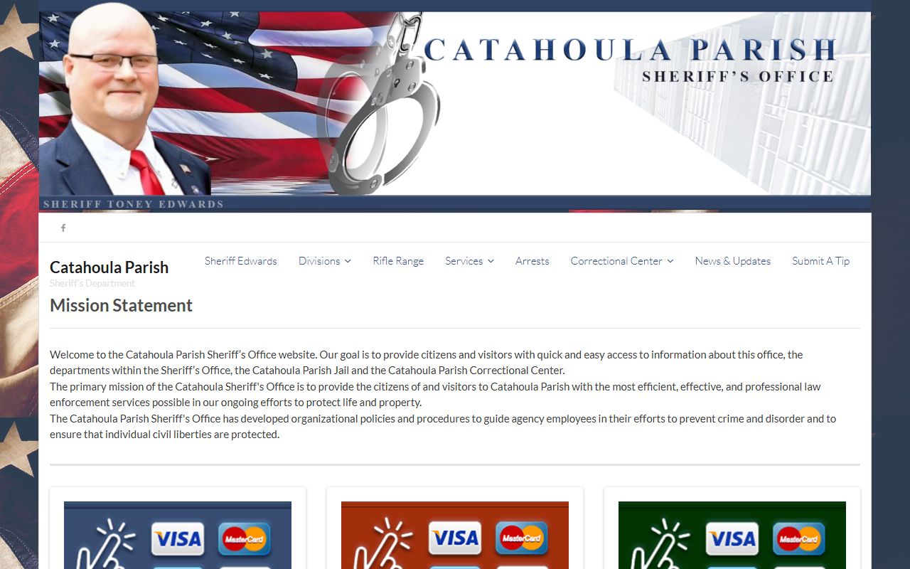 Catahoula Parish inmate population sheriff homepage with jail and correctional center links